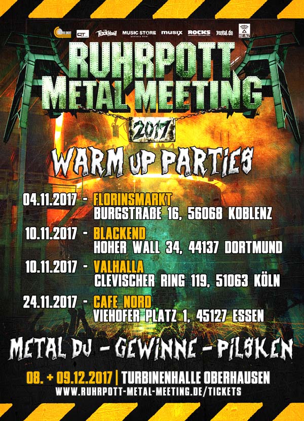Ruhrpott Metal Meeting 2017: Warm Up Parties in Dortmund, Koblenz, Essen, Köln