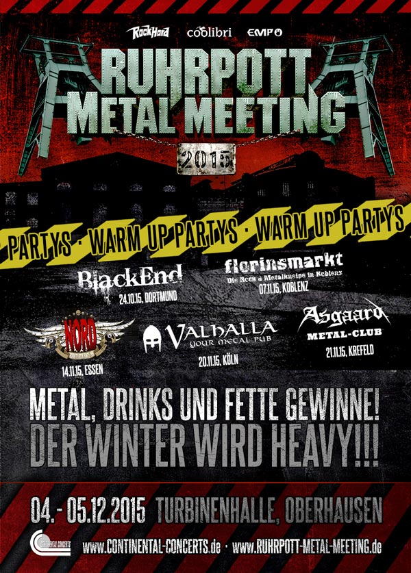 Ruhrpott Metal Meeting 2015: Warm Up Parties in Dortmund, Koblenz, Essen, Köln, Krefeld
