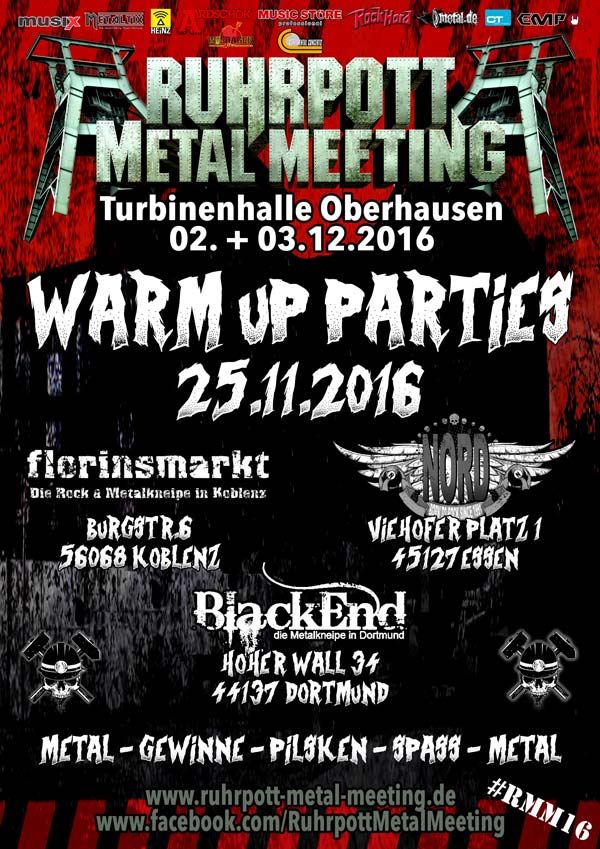 Ruhrpott Metal Meeting 2016: Warm Up Parties in Dortmund, Koblenz, Essen
